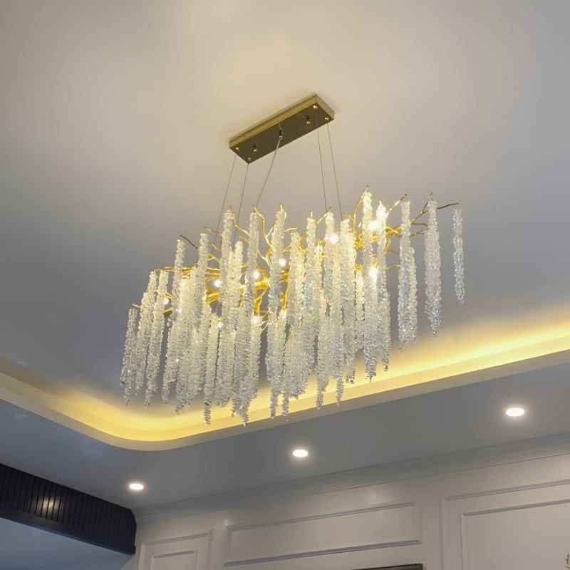 Đèn chùm thiết kế pha lê hiện đại thả ngang hình lá DC-2463