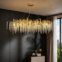 Đèn chùm thiết kế pha lê hiện đại thả ngang hình lá DC-2463