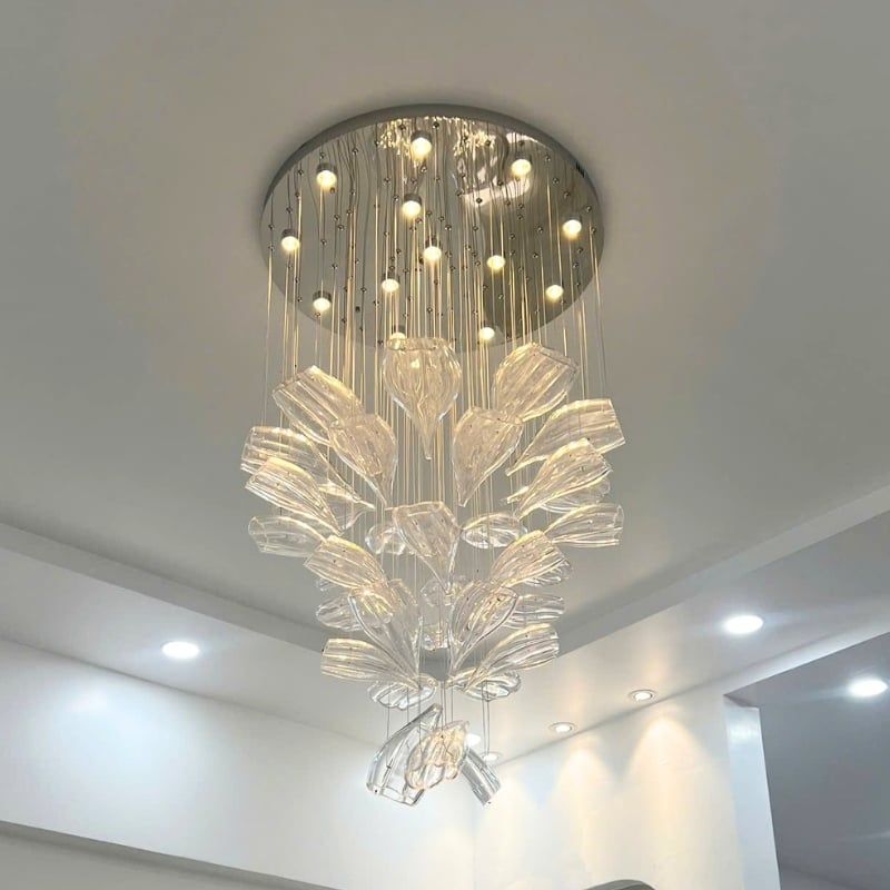 Đèn chùm thông tầng - sảnh thiết kế hiện đại hình lá DTT-155