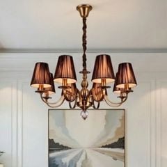 Đèn gắn trần phòng khách-bàn ăn, chao vải, phong cách vintage DC-2018