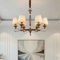 Đèn gắn trần phòng khách-bàn ăn, chao vải, phong cách vintage DC-2020