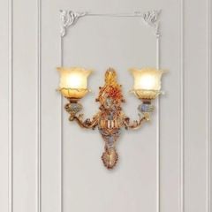 Đèn gắn tường cổ điển, chao thủy tinh cao cấp VCD-459