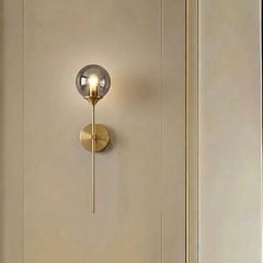 Đèn gắn tường decor, chao thủy tinh khói phối kim loại nghệ thuật VDC-589