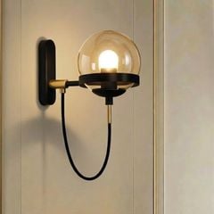 Đèn gắn tường decor, khung kim loại phối chao thủy tinh trong VDC-537