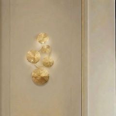 Đèn gắn tường decor, kim loại si vàng đồng, thiết kế kiểu lá sen VDC-614