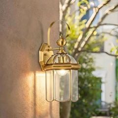 Đèn gắn tường ngoài trời, kim loại đồng phối kính trong VD-140