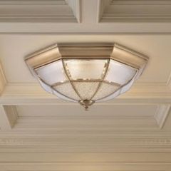 Đèn ốp trần đồng, mặt kính nghệ thuật OCD-003