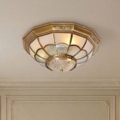 Đèn ốp trần đồng, mặt kính nghệ thuật OCD-021