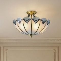 Đèn ốp trần đồng, mặt kính nghệ thuật OCD-035