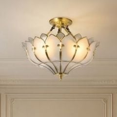 Đèn ốp trần đồng, mặt kính nghệ thuật OCD-036