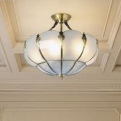 Đèn ốp trần đồng, mặt kính nghệ thuật OCD-037