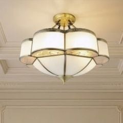 Đèn ốp trần đồng, mặt kính nghệ thuật OCD-038