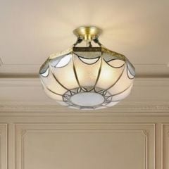Đèn ốp trần đồng, mặt kính nghệ thuật OCD-039