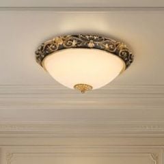 Đèn ốp trần cổ điển, mặt thủy tinh nghệ thuật OCD-041