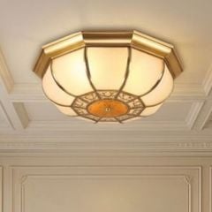 Đèn ốp trần đồng, mặt kính nghệ thuật OCD-001