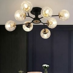 Đèn gắn trần phòng khách-bàn ăn hiện đại 8 chao thủy tinh DC-147