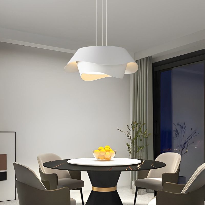 Đèn thả bàn ăn hiện đại dạng cánh hoa uốn lượn màu trắng TDC-2273