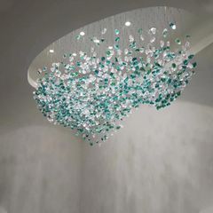 Đèn thả đá cuội thủy tinh nghệ thuật DTK-11
