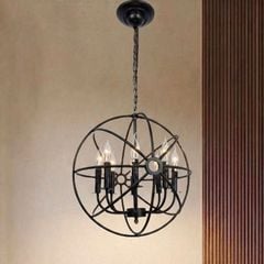 Đèn thả decor - phong cách cơ khí, hình quả cầu sắt nghệ thuật TDC-91