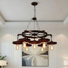 Đèn thả decor - phong cách cơ khí, thiết bánh răng gỗ độc đáo TDC-112
