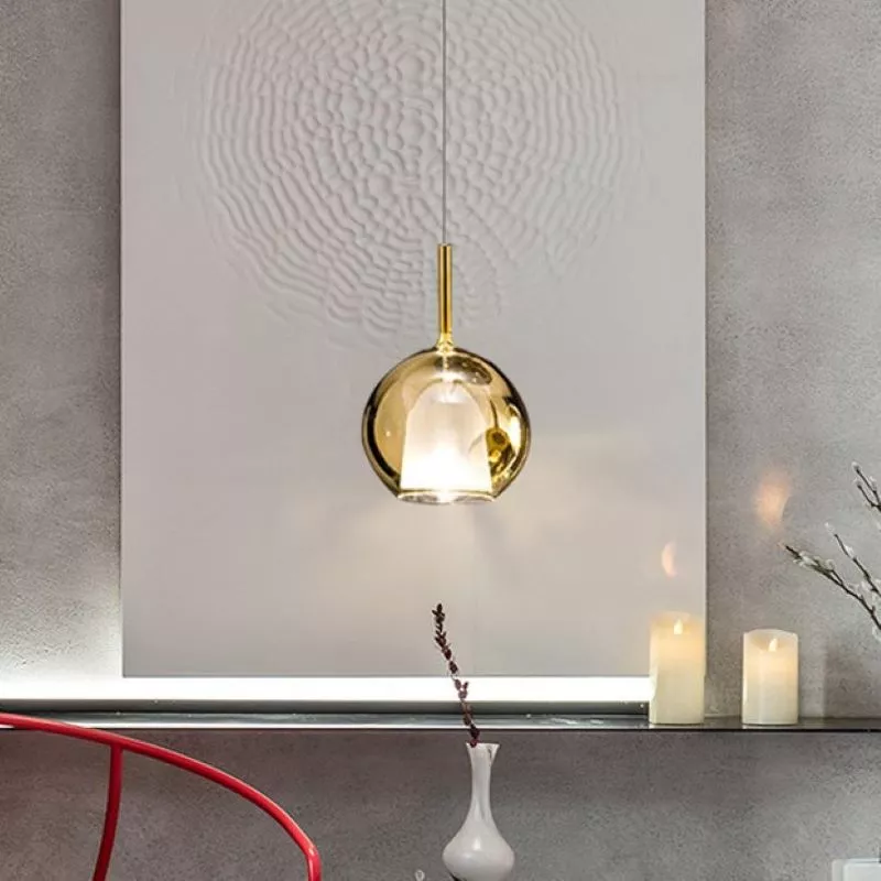 Đèn thả Decor - Thiết kế hiện đại thủy tinh màu trà TDC-2287