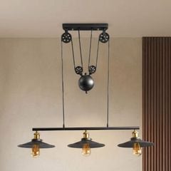 Đèn thả decor - thiết kế khung ngang, chụp sắt 3 bóng nghệ thuật TDC-82