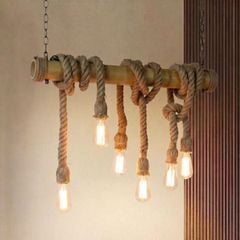 Đèn thả decor - thiết kế ống tre ngang quấn dây thừng TDC-101