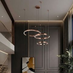 Đèn thả hiện đại 3 vòng inox xi hồng cao cấp DC-676