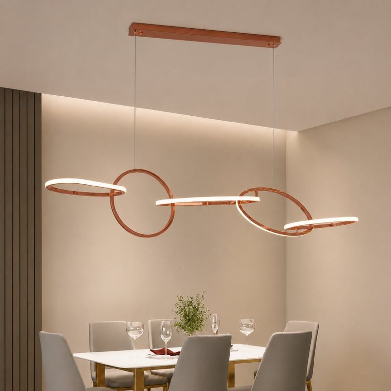 Đèn thả hiện đại 5 vòng inox xi hồng DT-12