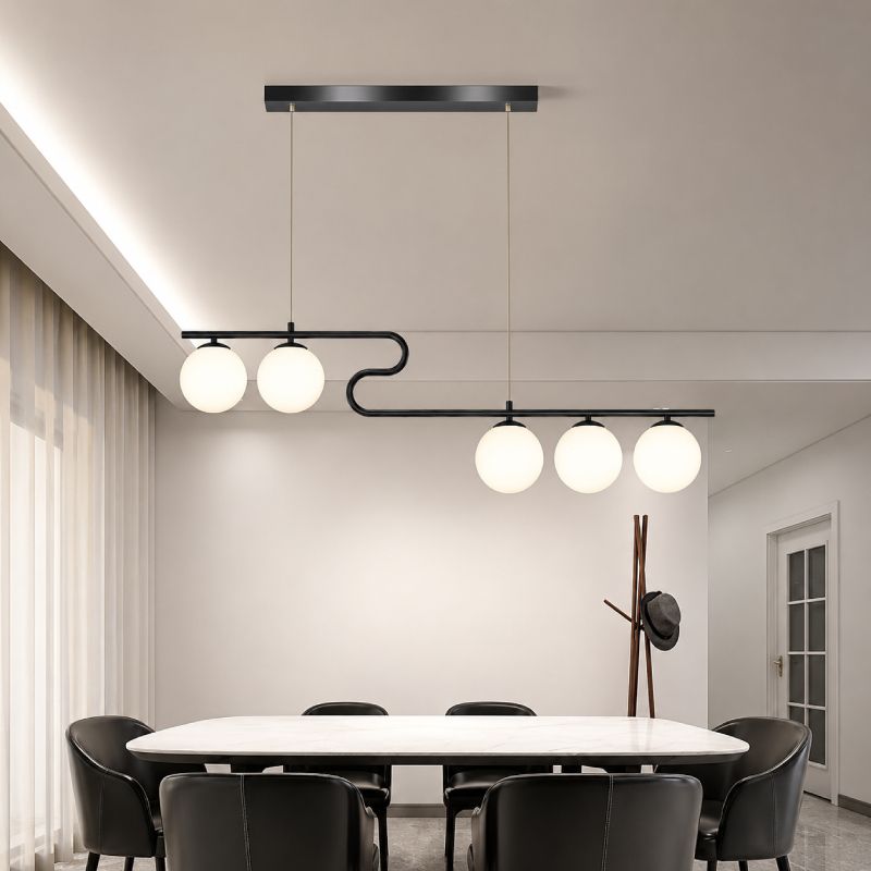Đèn thả hiện đại - thiết kế thả ngang, quả cầu thủy tinh đục DT-24