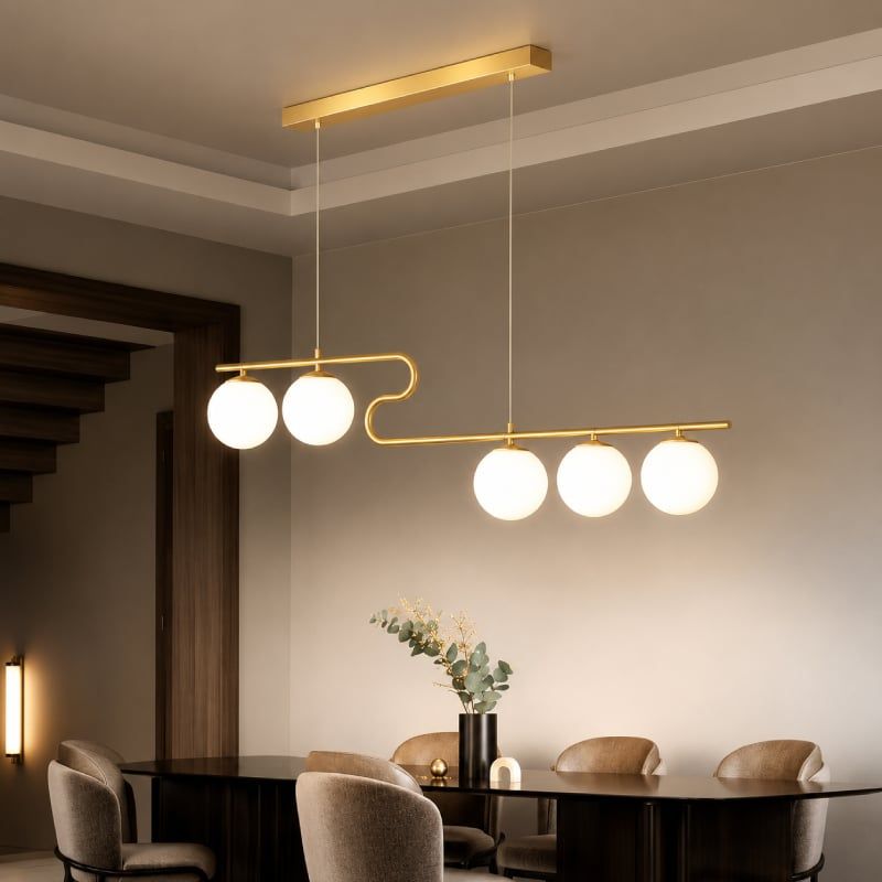 Đèn thả hiện đại - thiết kế thả ngang, quả cầu thủy tinh đục DT-31