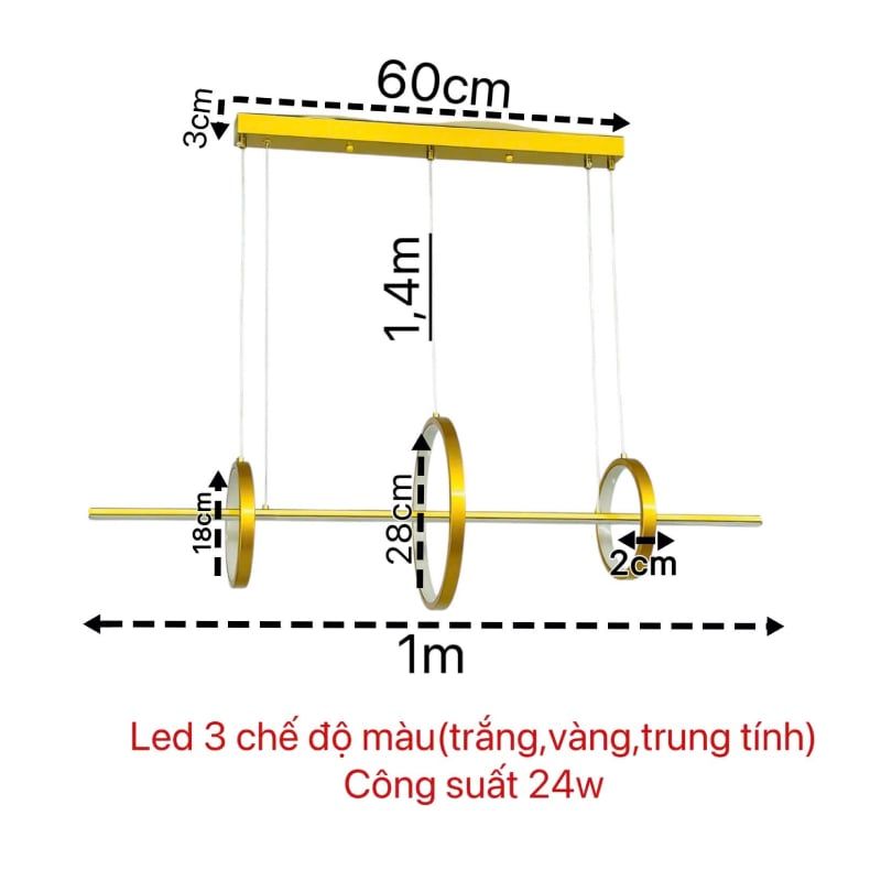 Đèn thả hiện đại – thiết kế thả ngang, vòng tròn led sáng tạo DT-18