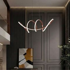 Đèn thả hiện đại thiết kế thân uốn lượn inox xi hồng DC-677