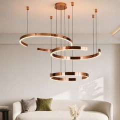 Đèn thả hiện đại thiết kế vòng khuyết inox si hồng cao cấp DT-14