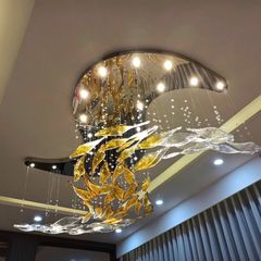 Đèn thả lá xoài thủy tinh nghệ thuật DTK-06