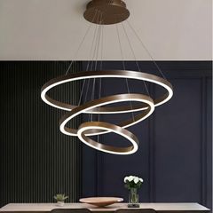 Đèn thả LED 3 vòng mika màu Cafe TDC-217