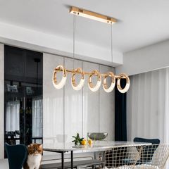 Đèn thả LED nghệ thuật 5 bóng hình vòng tròn hoa tai DT-01