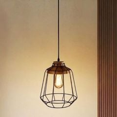 Đèn thả lồng lưới sắt đui giả gỗ TDC-308
