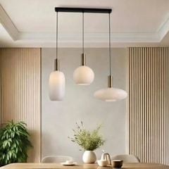 Đèn thả nhà bếp-bàn ăn giá rẻ, thả chụp lồng đèn thủy tinh Đục SBA-60