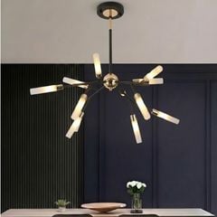 Đèn gắn trần phòng khách-bàn ăn, 12 ống thủy tinh nghệ thuật DC-137