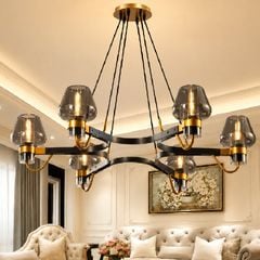 Đèn gắn trần phòng khách, phong cách Bắc Âu,  khung kim loại phối chao thủy tinh nghệ thuạt TDC-223