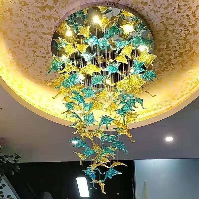 Đèn thả thủy tinh lá phong nghệ thuật DTK-04