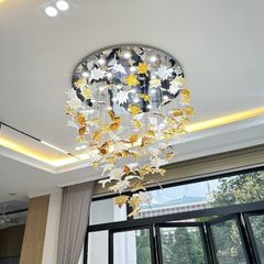 Đèn thả thủy tinh lá phong nghệ thuật DTK-04
