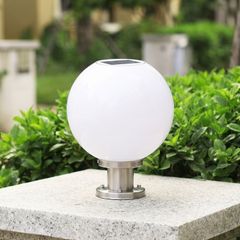 Đèn trụ cổng - hàng rào, hành lang năng lượng mặt trời, thiết kế hình cầu, đế inox DTC-05