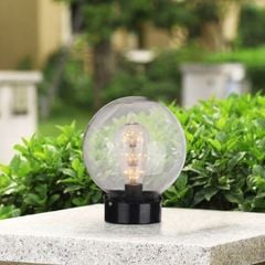 Đèn trụ cổng - hàng rào quả cầu thủy tinh trong, đế bằng DTC-74