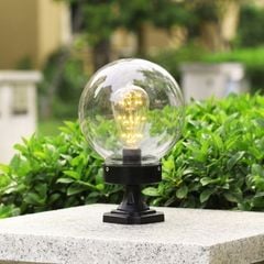 Đèn trụ cổng - hàng rào quả cầu thủy tinh trong, đế trụ DTC-70