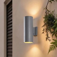 Đèn tường Led hiện đại ngoài trời  kiểu trụ màu xám, hắt 2 đầu VNT-370X