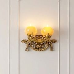 Đèn vách đồng nguyên chất thiết kế tay nến, chao đá cẩm thạch VD-162