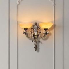 Đèn vách đồng nguyên chất thiết kế tay nến, chao đá cẩm thạch VD-199