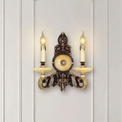 Đèn vách đồng nguyên chất thiết kế tay nến, chao đá cẩm thạch VD-213